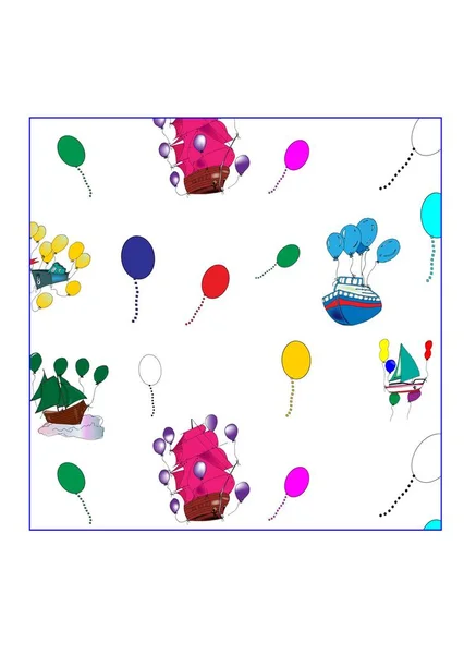 Yat yelken okyanus Dikişsiz desen çok renkli çocuk tekneleri dikişsiz desen