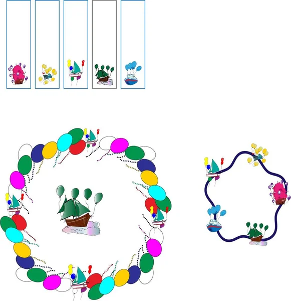 tekneler ile kitaplar için balonlar yer imleri ile renkli çocuk tekneleri sorunsuz fırça