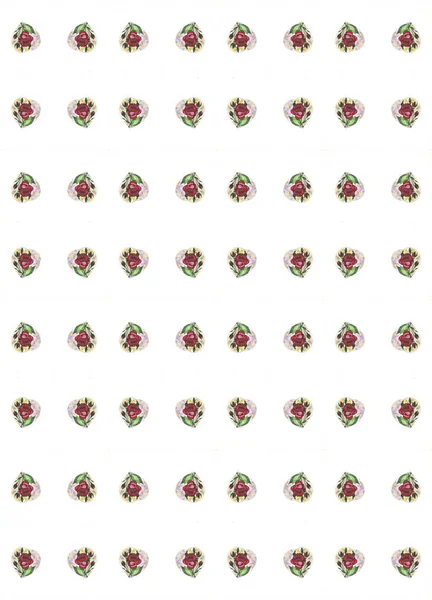 Güller, yaprakları ile şakayık ve beyaz arka plan üzerinde cornflowers ile papatya. Suluboya. Kesintisiz arka plan deseni. -