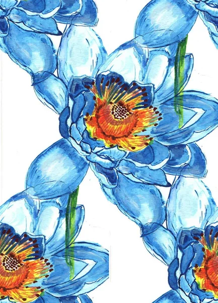 Güzel yaz çiçekleri ve suluboya resimli kusursuz duvar kâğıdı. Nazik renkler. Kadın deseni. El yapımı..