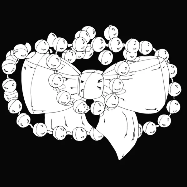 Siyah monokrom arka planda boncuklu resimli arka plan yayı. Düğün davetiyesi için bayram süslemesi ya da desen, kıyafet ya da keten için desen