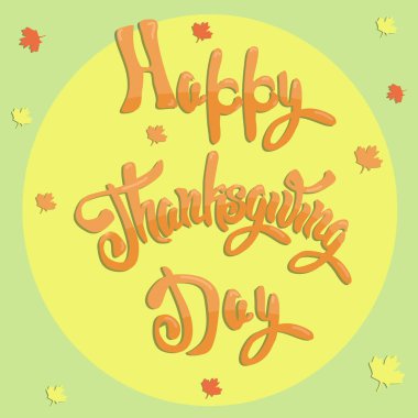 Mutlu Şükran günü vektör çizim. Turuncu metin ile hafif bir arka plan üzerinde gölgeler ile kurulmasını tarzda yapraklar.