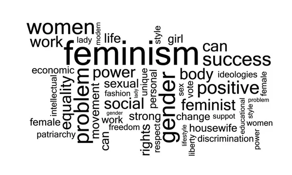 Latar Belakang Dengan Kata Kata Konsep Feminisme Hitam Banner Untuk - Stok Vektor
