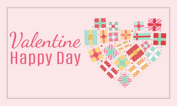 Valentine Day Colorful Background Text Top View Gift Boxes Heart — Stock Vector