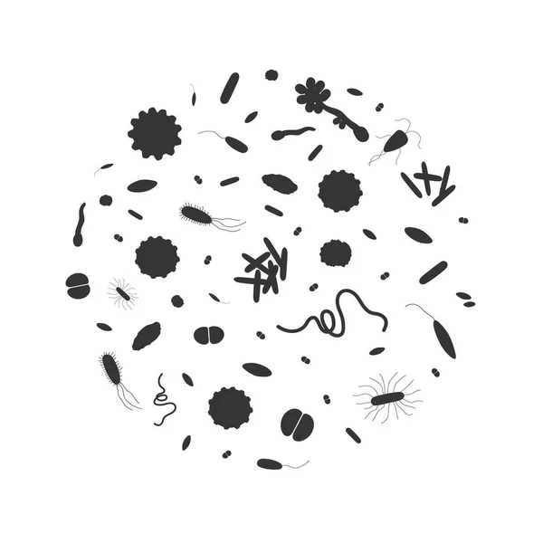 Fondo Nero Con Diversi Virus Batteri Pericolosi Illustrazione Vettoriale Web — Vettoriale Stock