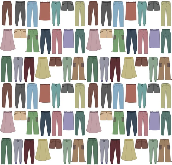 Seamless Background Bottom Cartoon Style Spring Autumn Collection Fashion Man — Stock Vector