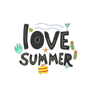 Yaz Yaz clipart lafını seviyorum. El yazı çekilmiş. Vektör hat illüstrasyon. Tasarım kartları, tişörtleri, etiketleri, posterler için. 