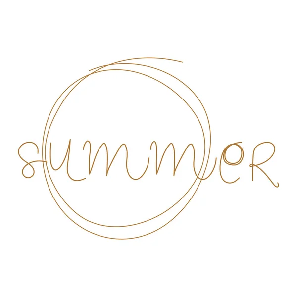 Summer One Line Lettering Summer Party Vector Greeting Card Design — Stock vektor