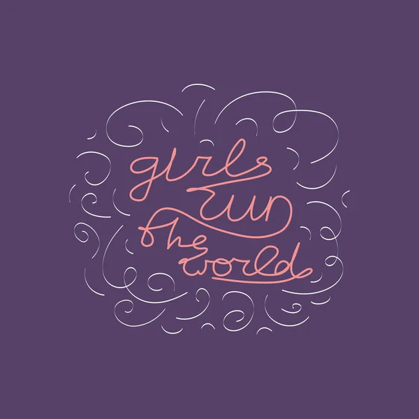 Inspirierende Girls Power Zitat Handgezeichnete Vektorillustration Rosa Schriftzug Mit Dekorativem — Stockvektor
