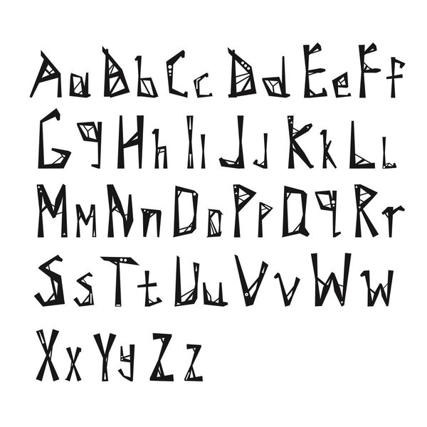 Концептуальный шрифт. Векторный английский алфавит изолирован на белом фоне
.