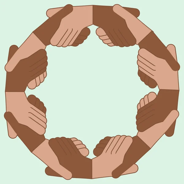 Černobílé Lidské Ruce Krouží Silný Stisk Úspěchu Vztazích Vektorová Ilustrace — Stockový vektor