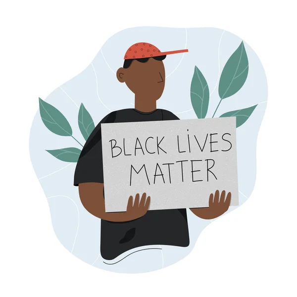 Koncept Black Lives Matter Mladý Afro Americký Aktivista Držící Protestní — Stockový vektor