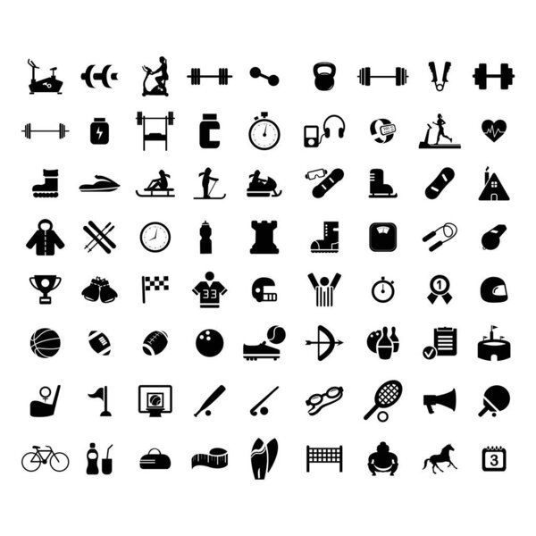 Big collection of sport icons. High quality pictograms for web design. Flat vector illustration