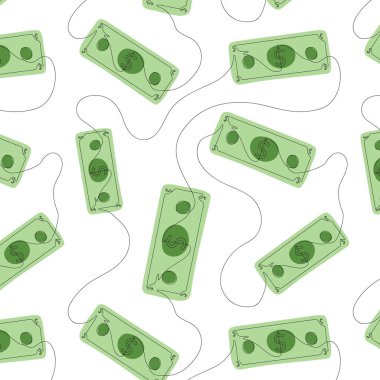 Dolarlı kusursuz desen. Web tasarımı ve baskısı için el çizimi arka plan. Vektör
