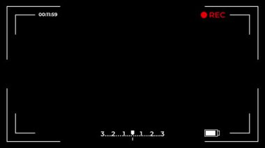 Zamanlayıcı ve pil göstergesi ile kamera kayıt arayüzü eyleme hazır
