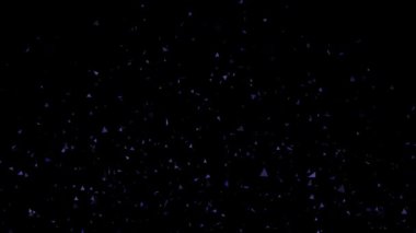 Siyah arkaplanda yükselen soyut 4k mor üçgen parçacıkları