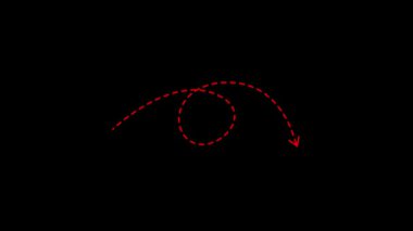 Animasyon kırmızı çizgi ok aşağı doğru siyah bir arkaplan üzerinde girdap yolu ile hareket