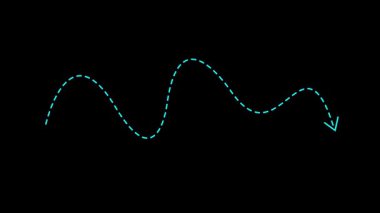 4k çözünürlüğünde siyah bir arkaplan üzerinde yön ve hareketi gösteren hareketli noktalı çizgi