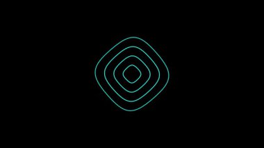 Soyut radyo dalgası, titreşimli kareler ve dijital ses görselleştirmesi ile dikdörtgen animasyonu canlandırır