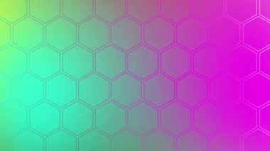 Titreşimli altıgenler ve dinamik ışık efektleri içeren soyut geometrik animasyon