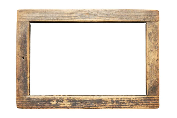 Border Rustic Wooden Frame Isolated White Background — Stock Photo, Image