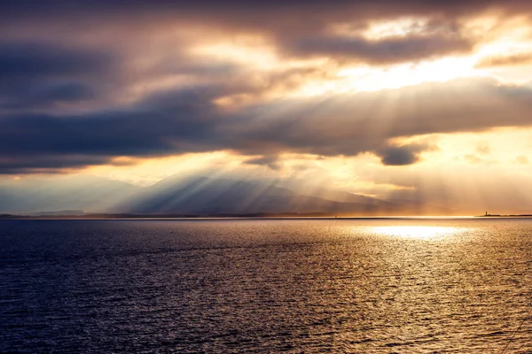 Coucher Soleil Sur Mer Entre Oban Craignure — Photo