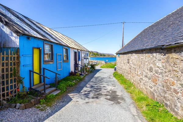 Gamla Färgglada Hus Broadford Isle Skye — Stockfoto