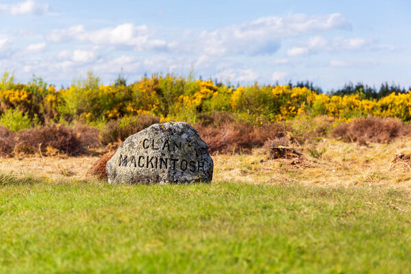 Clan stones or grave stones at the Battlefield of Culloden near Inverness
