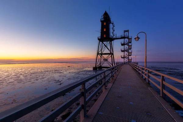Lighthouse Overeversand nära Dorum Neufeld — Stockfoto