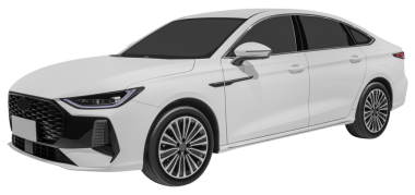 Ön manzara beyaz sedan elektrikli araba.