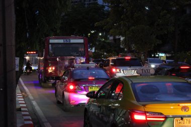 Trafik sıkışıklığı Bangkok Tayland,