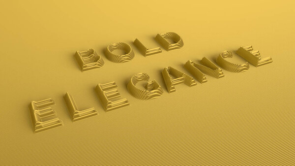 A golden typography design with layered letters forming Bold Elegance in a refined metallic style suited for luxury branding or upscale visual themes