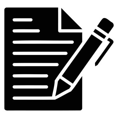 Bu, elinde kalem olan bir belgenin siyah-beyaz çizimi. Yazmak, imzalamak veya form doldurmak için kullanılabilir. Görüntü basit ve net..