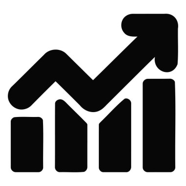 Bu resim büyümeyi ve ilerlemeyi temsil eden siyah bir grafik simgesi gösteriyor. Raporda, iş ve finans alanında olumlu bir eğilimi işaret eden yukarı bakan bir ok yer alıyor.. 