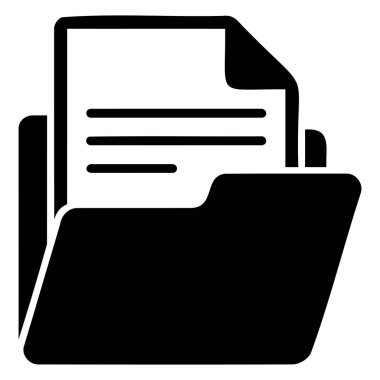 Organize dosya ve bilgileri sembolize eden bir belge içeren bir klasör. Bu resim veri depolama, arşivleme ve belge yönetim sistemlerini temsil eder.