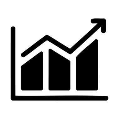 Bu resim yukarı doğru eğilimli, beyaz arkaplanda izole edilmiş siyah bir grafik gösteriyor. İş ve finans sektöründe büyüme, başarı ve olumlu ilerlemeyi temsil eder..