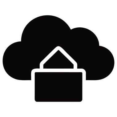 Bu siyah beyaz resim, dijital alemdeki güvenli veri depolama ve korumayı sembolize eden kilitli bir evrak çantasıyla bir bulut gösteriyor. Gizliliği ve güvenliği temsil eder..