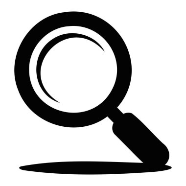 Bu resim, arama ve araştırmayı sembolize eden siyah bir büyüteç ikonunu gösteriyor. Araştırma, analiz ve bilgi arayışı için uygundur..