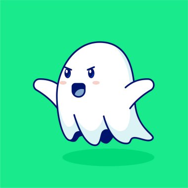 Şirin hayalet karakter vektör tasarımı çizimi