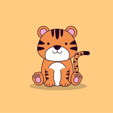 Tatlı çizgi film kaplanı. Vektör illüstrasyonu.