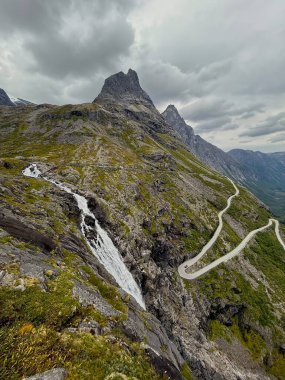 Waterfall with a troll path or troll ladder
