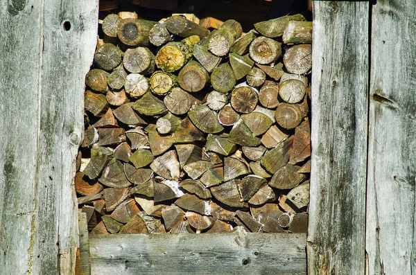 Firewood Old Woodshed Wood Reserve Village — Stock Photo, Image