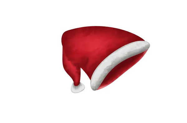 Ilustração Natal Com Chapéu Vermelho Papai Noel Sobre Fundo Branco — Fotografia de Stock