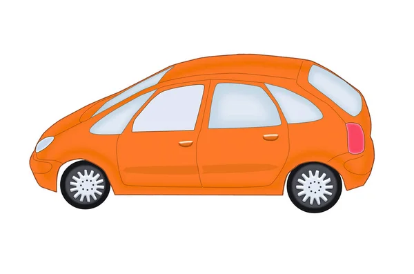 Illustrazione auto arancione su sfondo bianco — Foto Stock