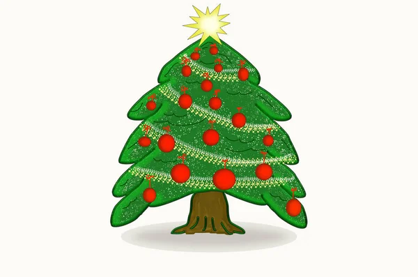 Ilustração de árvore de Natal em um fundo branco — Fotografia de Stock