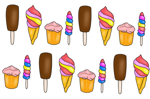 Ice creams collection isolated on a white background — Stock Photo, Image