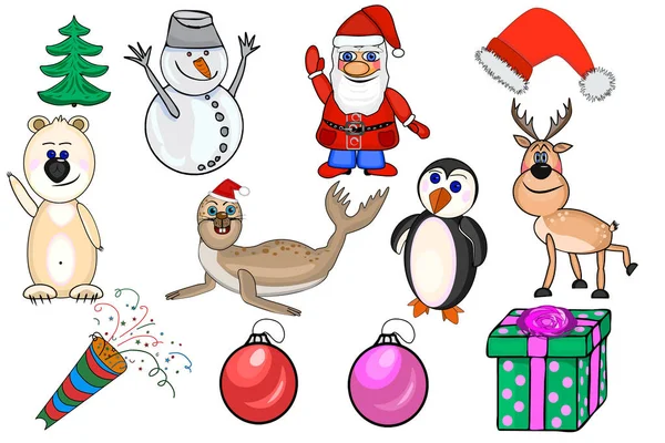 Elementy zestawu Christmas, ręcznie rysowany styl. Ilustracja wektora. — Wektor stockowy