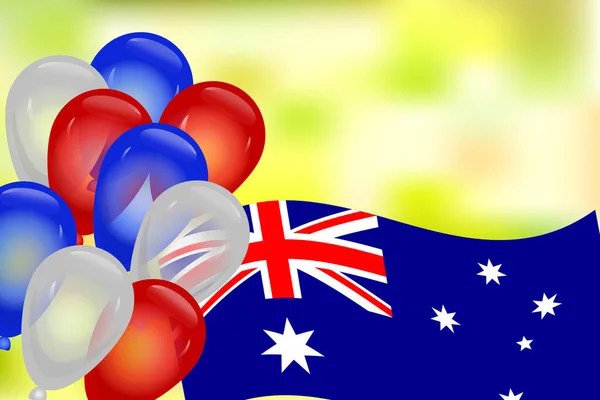 Вітальня Прапором Австралії Національні Кольорові Кулі Копіювальний Простір День Незалежності — стоковий вектор