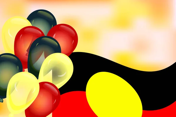 Carte Voeux Avec Drapeau Aborigène Australie Ballons Couleurs Nationales Espace — Image vectorielle