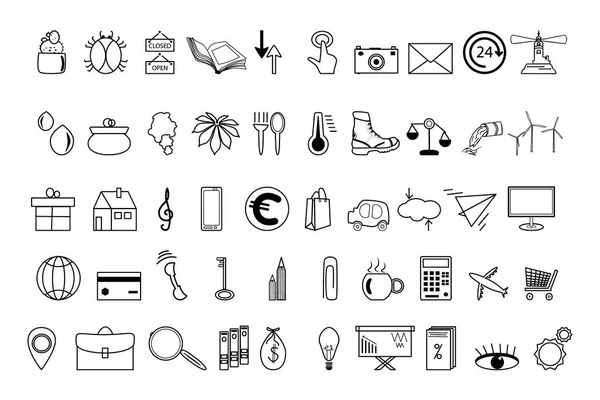 Ensemble Icônes Affaires Bureau Icônes Ligne Mince Affaires Symboles Vectoriels — Image vectorielle